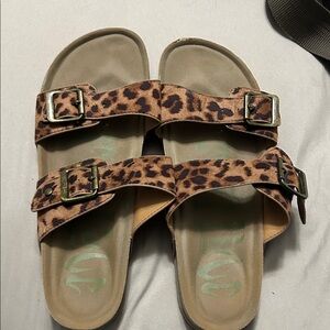 Leopard Print Buckle Sandals